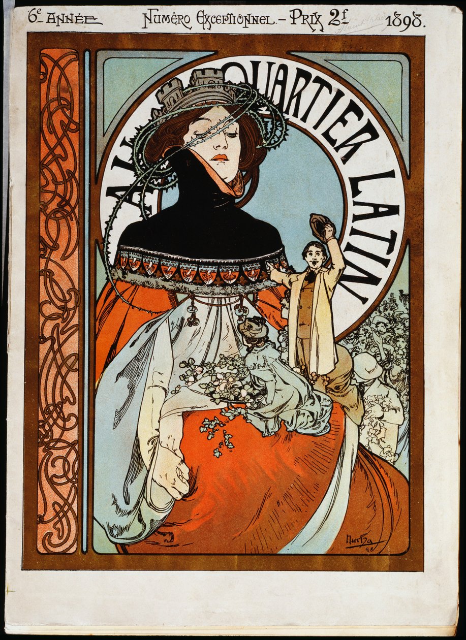 Au Quartier Latin, tryckt av Paul Dupont av Alphonse Mucha