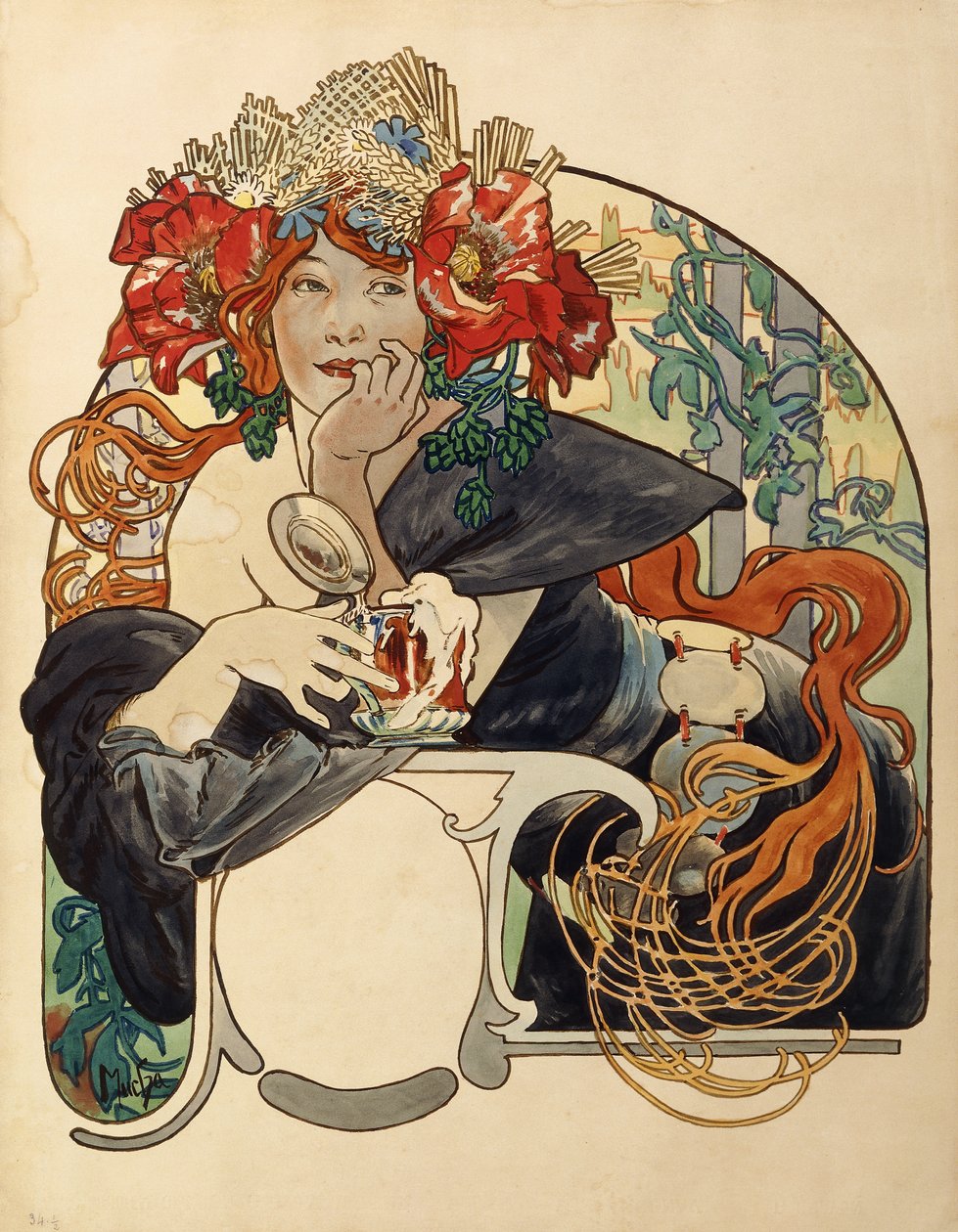 Meuse öl, av Alphonse Mucha