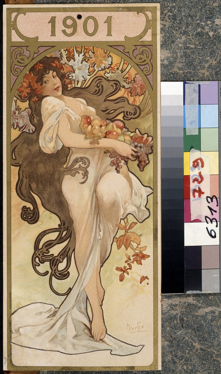 Årets kalender 1901. Konstverk av Alfons Maria Mucha (Alphonse Marie Mucha av Alphonse Marie Mucha