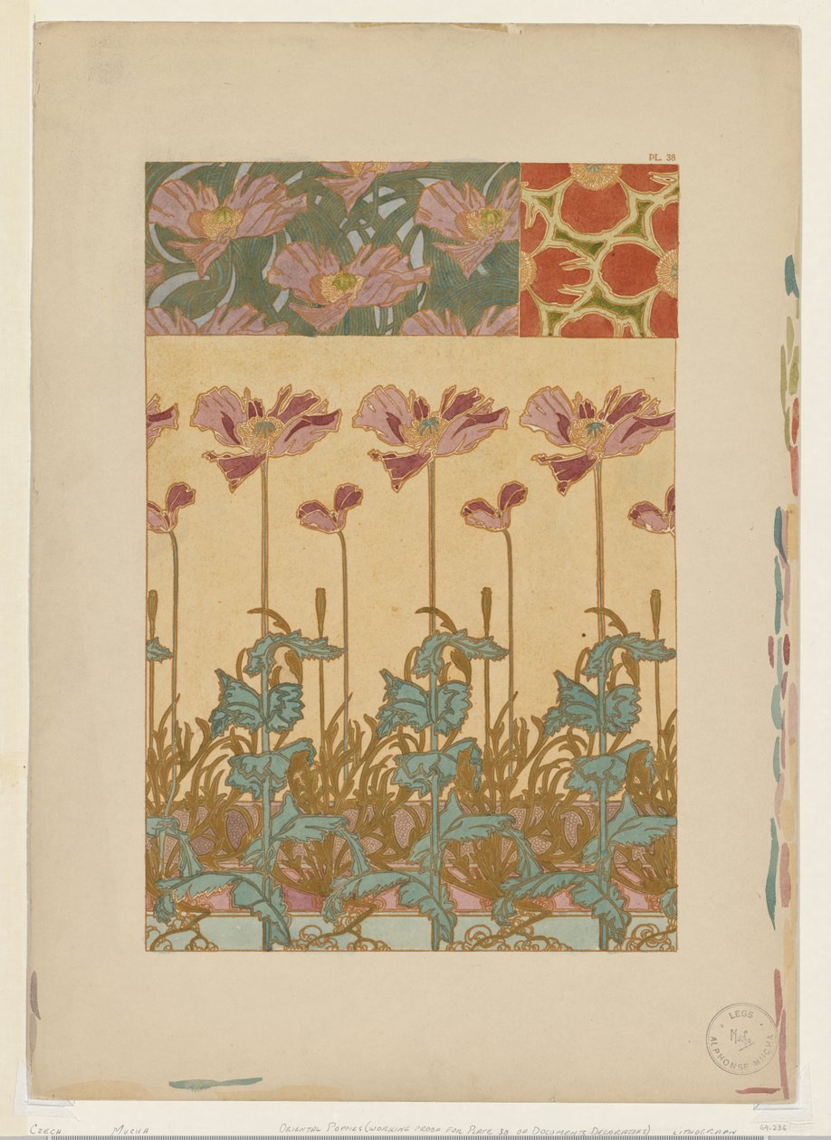 Dokument Decoratifs: Orientaliska vallmo av Alphonse Mucha