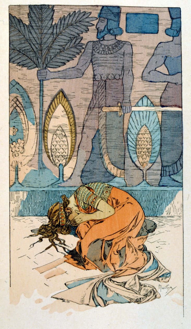 Illustration av Alphonse Mucha från "Rama" en dikt i tre akter av Paul Verola. ca. 1898. Mucha (1860 – 1939). var en tjeckisk jugendmålare av Alphonse Mucha