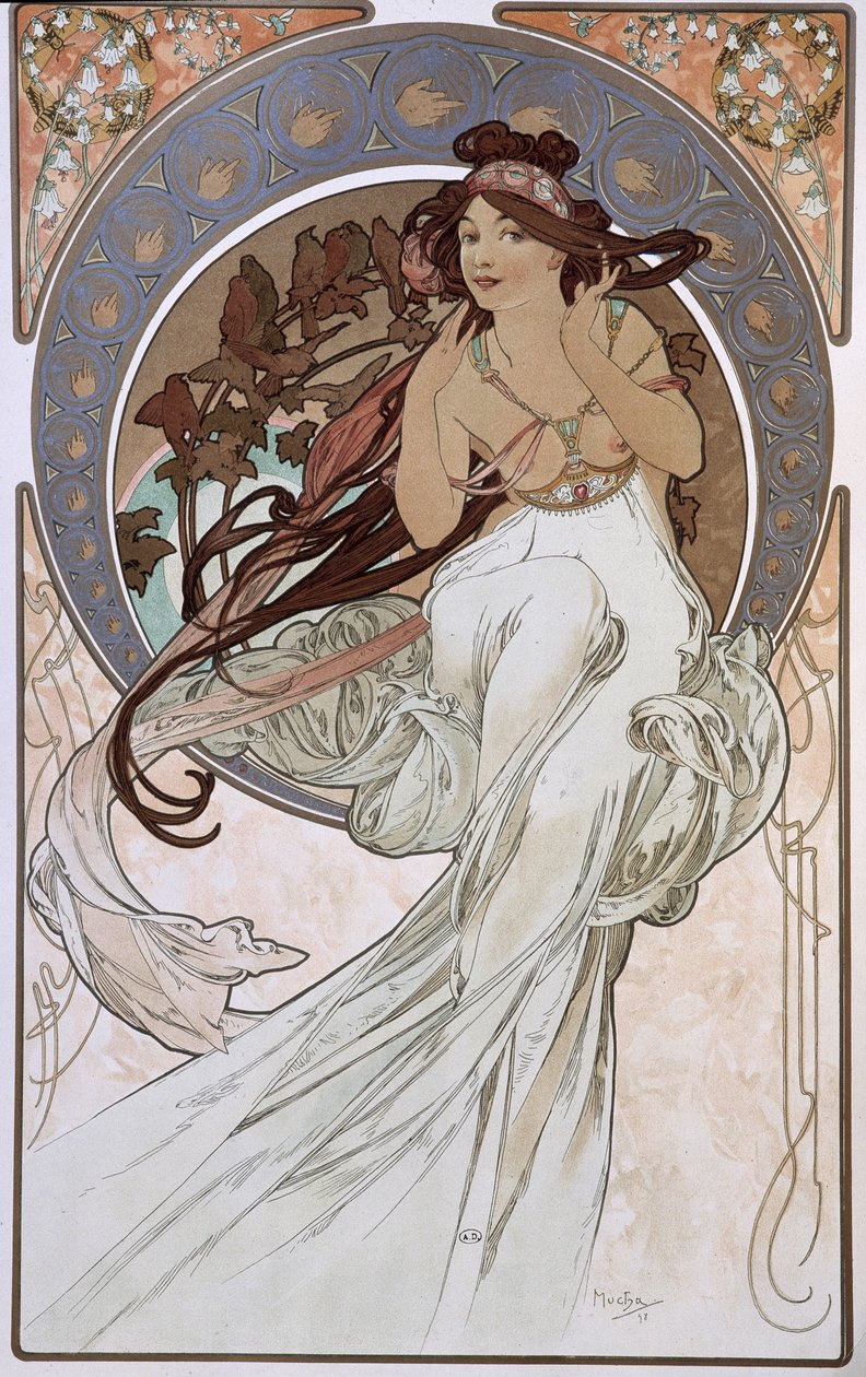 La Musique - av Mucha av Alphonse Mucha