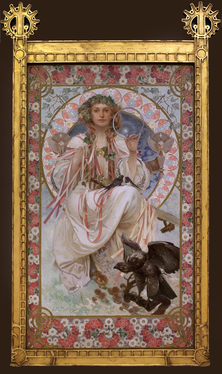Porträtt av Josephine Crane Bradley i Slavia. Målning av Alfons Mucha (1860-1939), olja och tempera på duk av Alphonse Mucha