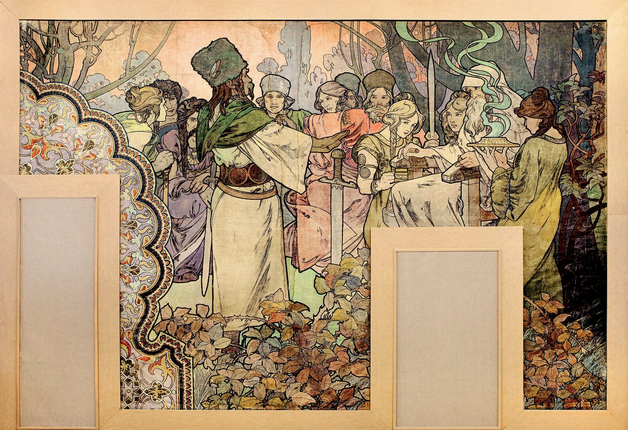 Väggmålning för Exposition Universelle 1900 - Målning av Afons Marie Mucha (1860-1939) av Alphonse Mucha