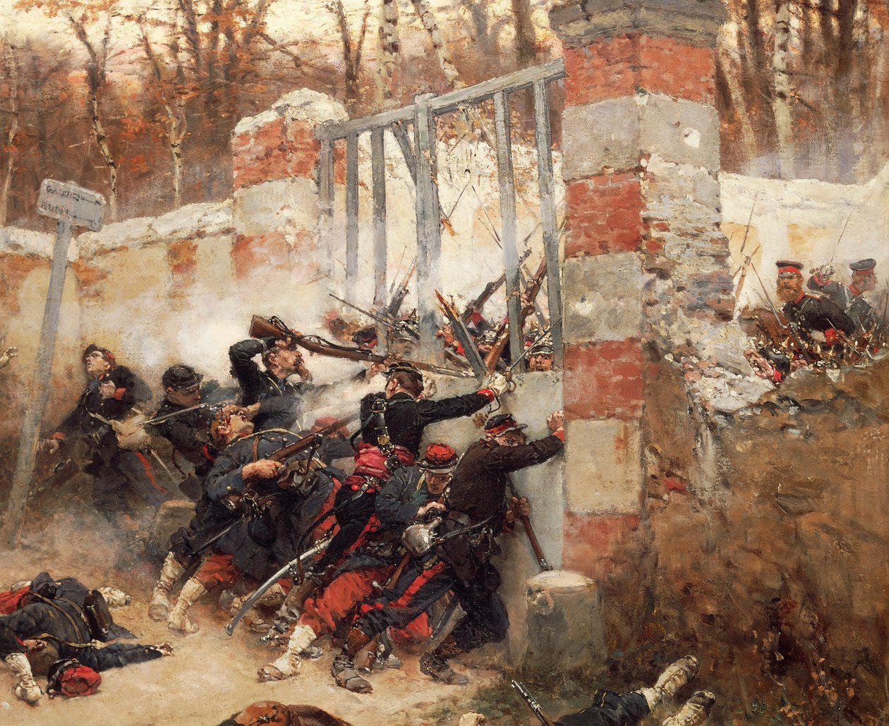 Försvar av Longboyaus port, slottet i Buzenval, 21 oktober av Alphonse Marie de Neuville