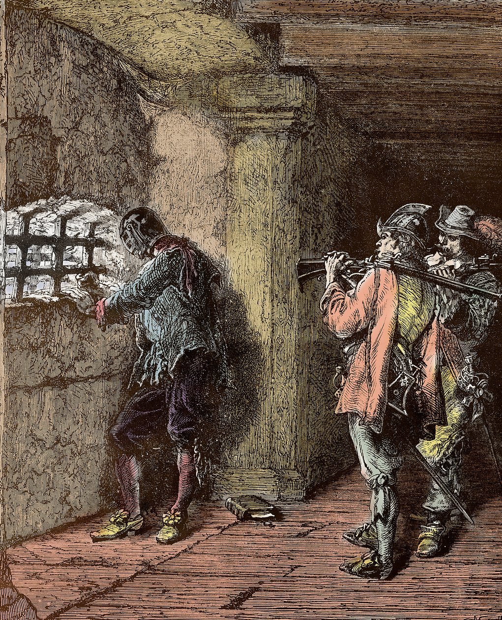Man in the Iron Mask - Representation du masque de Fer (d. 1703) fängslad på ön Sainte Marguerite av Alphonse Marie de Neuville