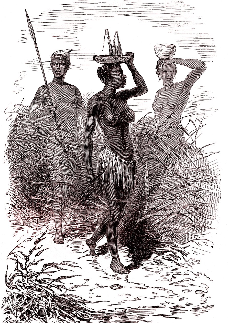 Infödda från Nuer-stammen, övre Nildalen av Alphonse Marie de Neuville