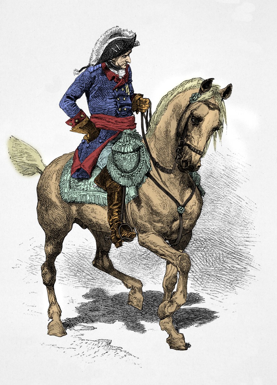 Porträtt av Fredrik 2 av Preussen (Gravyr) av Alphonse Marie de Neuville