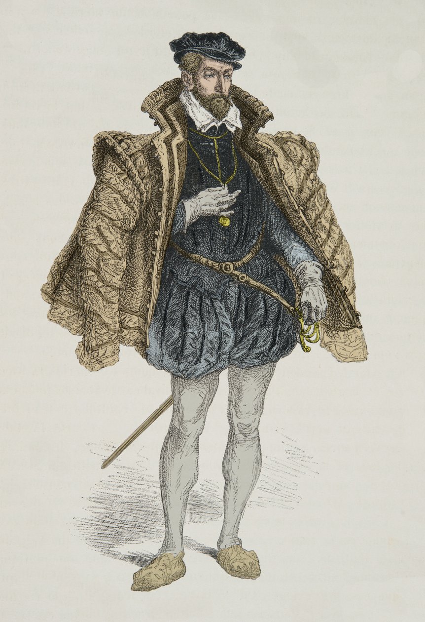 Porträtt av Gaspard de Coligny (Gravyr) av Alphonse Marie de Neuville