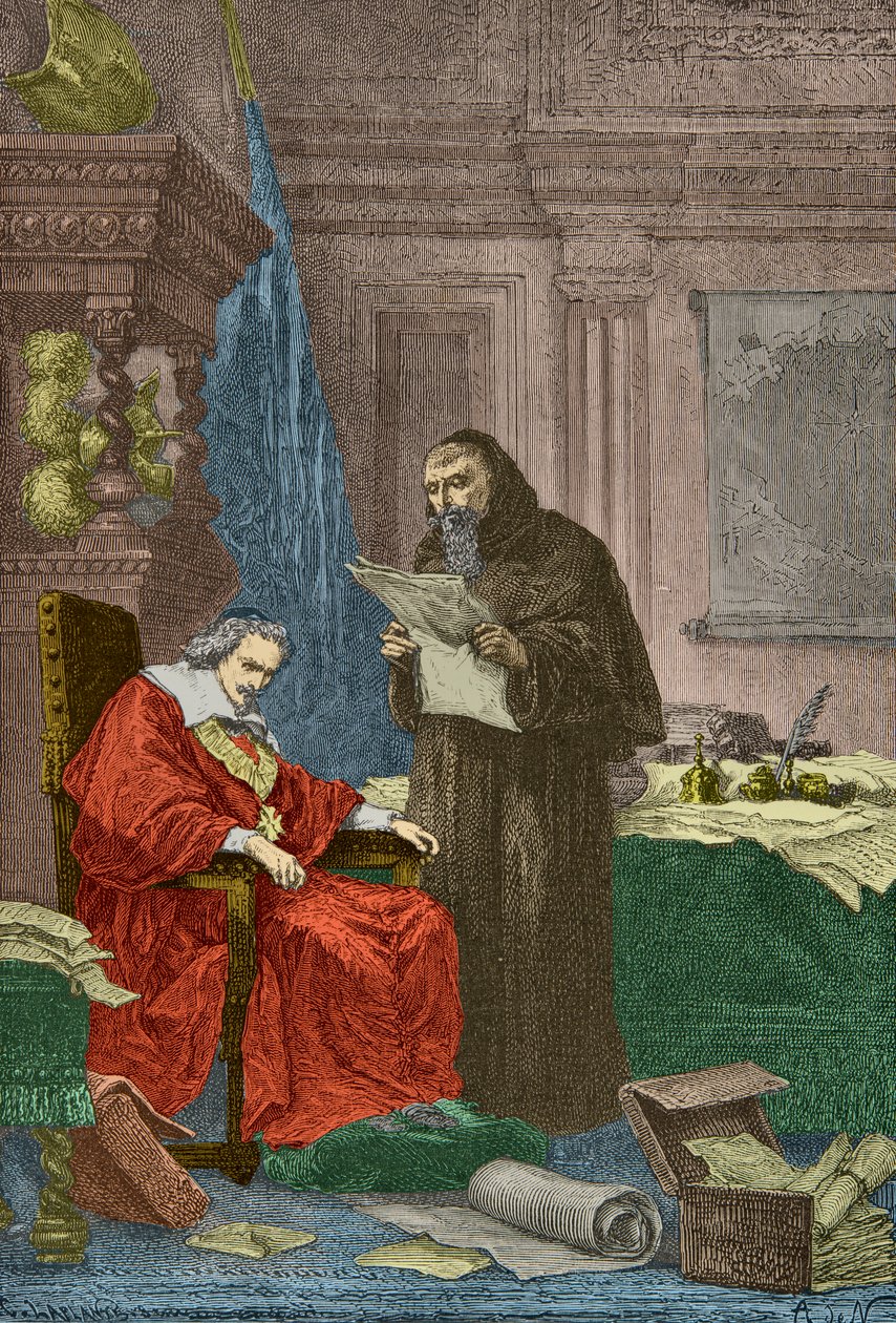 Återförening mellan Richelieu och fader Joseph (Gravyr) av Alphonse Marie de Neuville