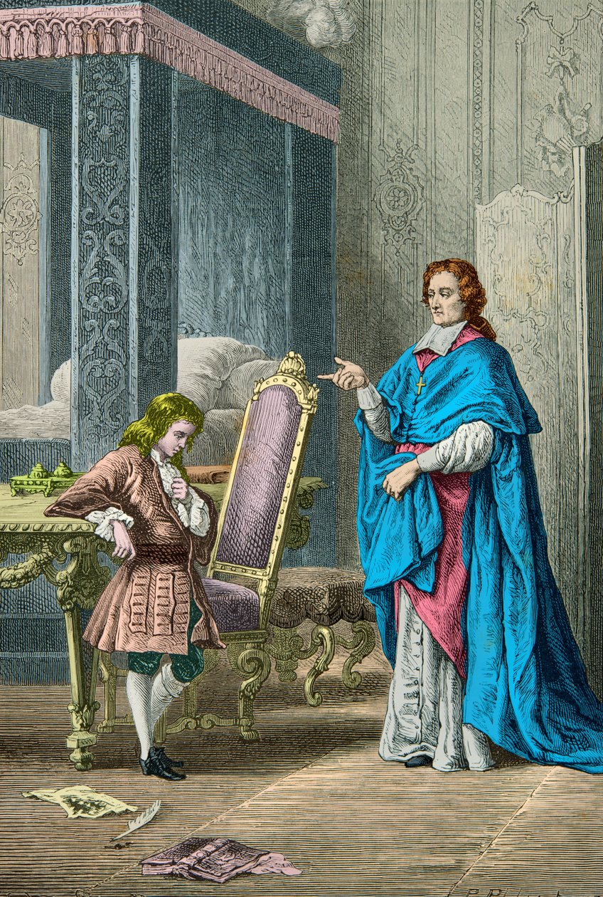 Hertigen av Burgund och hans lärare Fenelon (Gravyr) av Alphonse Marie de Neuville