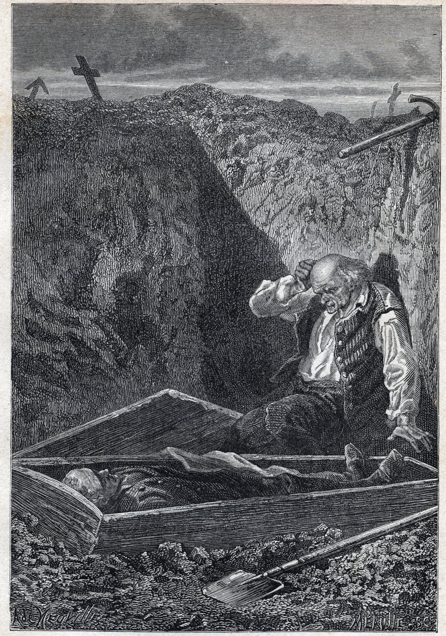 Kyrkogårdarna tar vad de får - Illustration av Alphonse De Neuville (1835-1885) för "Les miserables - Second part: Cosette" av Victor Hugo (1802-1885) 1862 av Alphonse Marie de Neuville