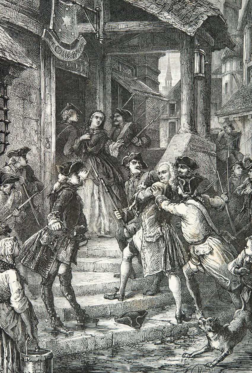 Voltaire arresteras i Frankfurt av Alphonse Marie de Neuville