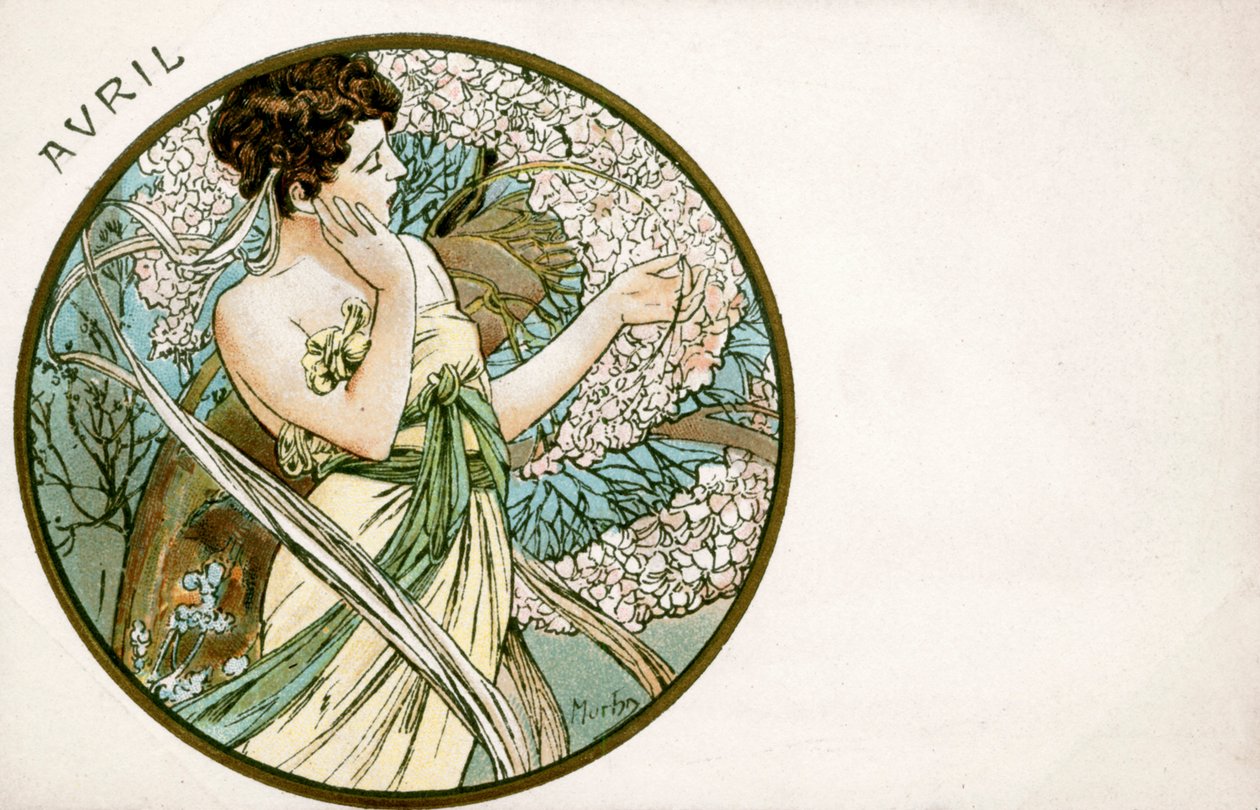 "April", 1900 av Alphonse Mucha