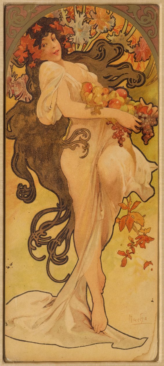 Höst från serien Les Saisons, ca. 1900. av Alphonse Mucha