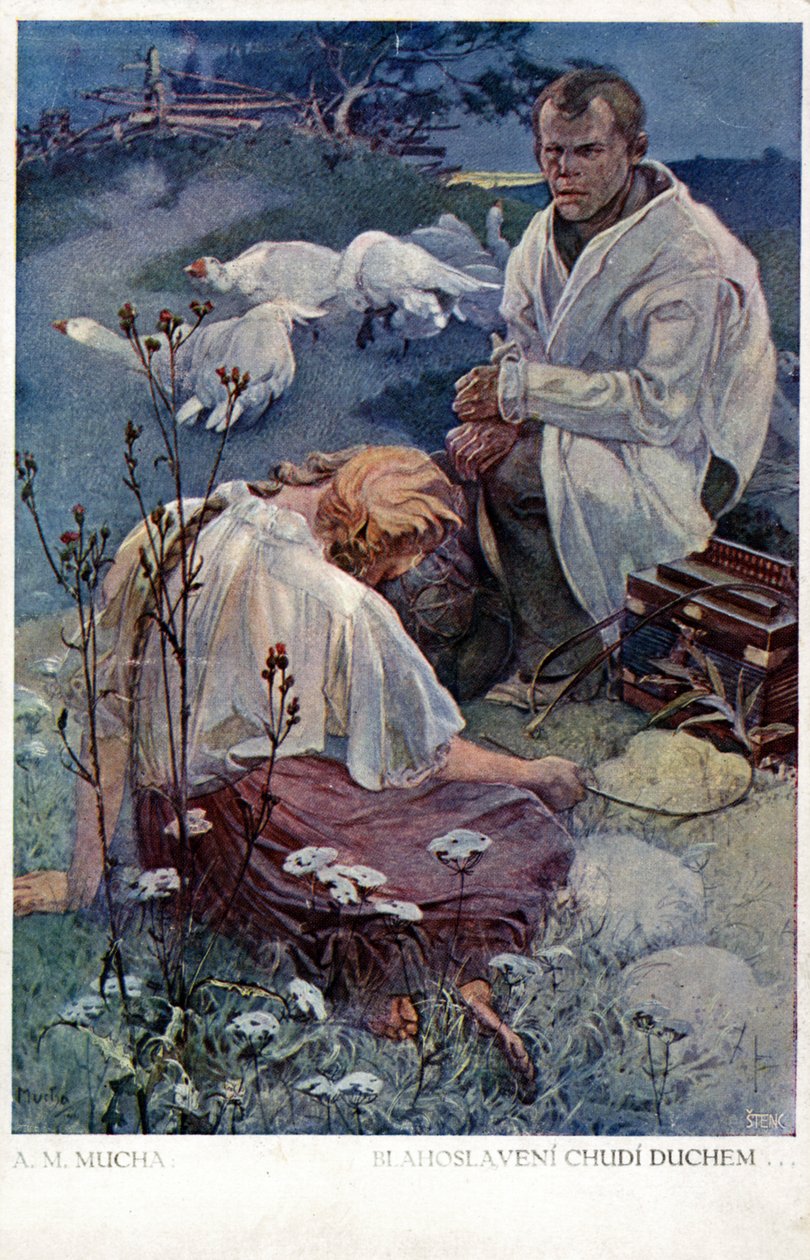 "Välsignade är de fattiga i anden, för deras är himmelriket", 1906 av Alphonse Mucha