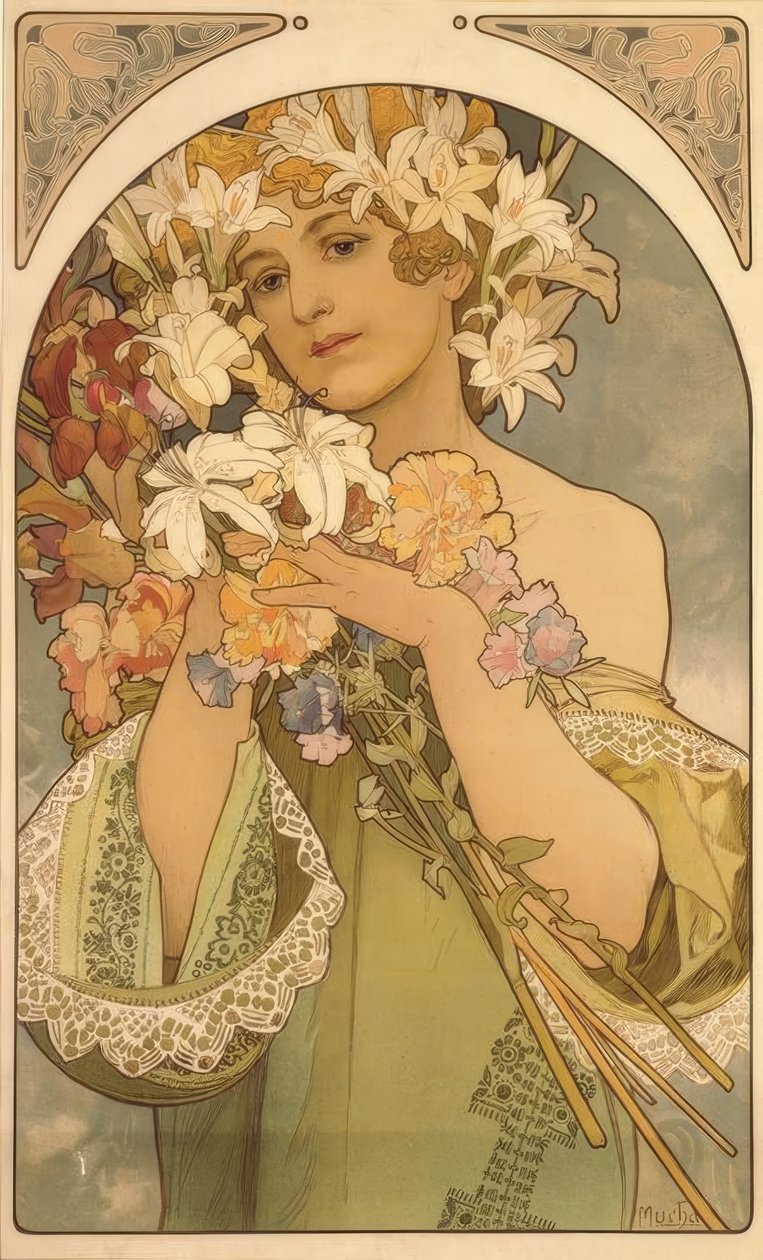 blomma av Alphonse Mucha