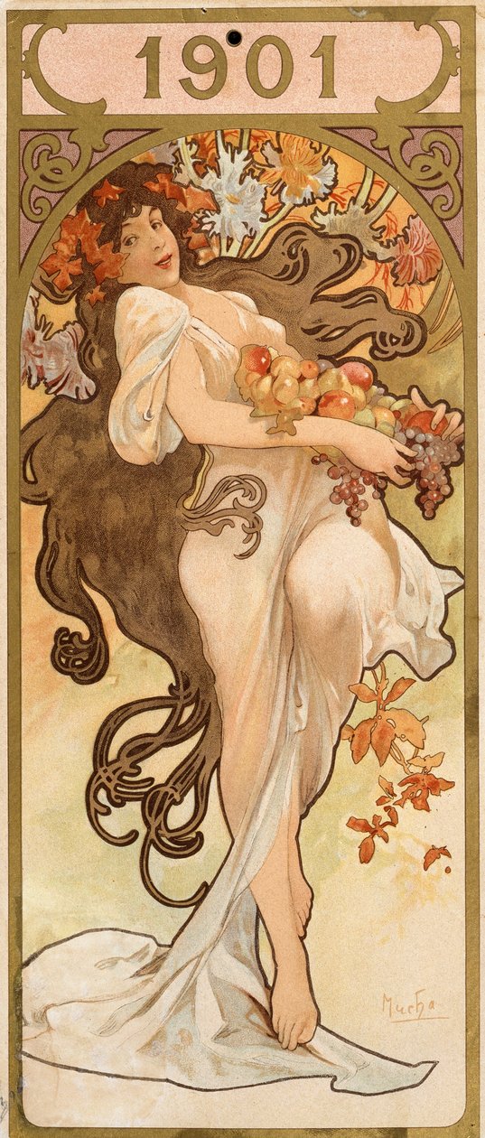 Kalender för år 1901, c1900. av Alphonse Mucha