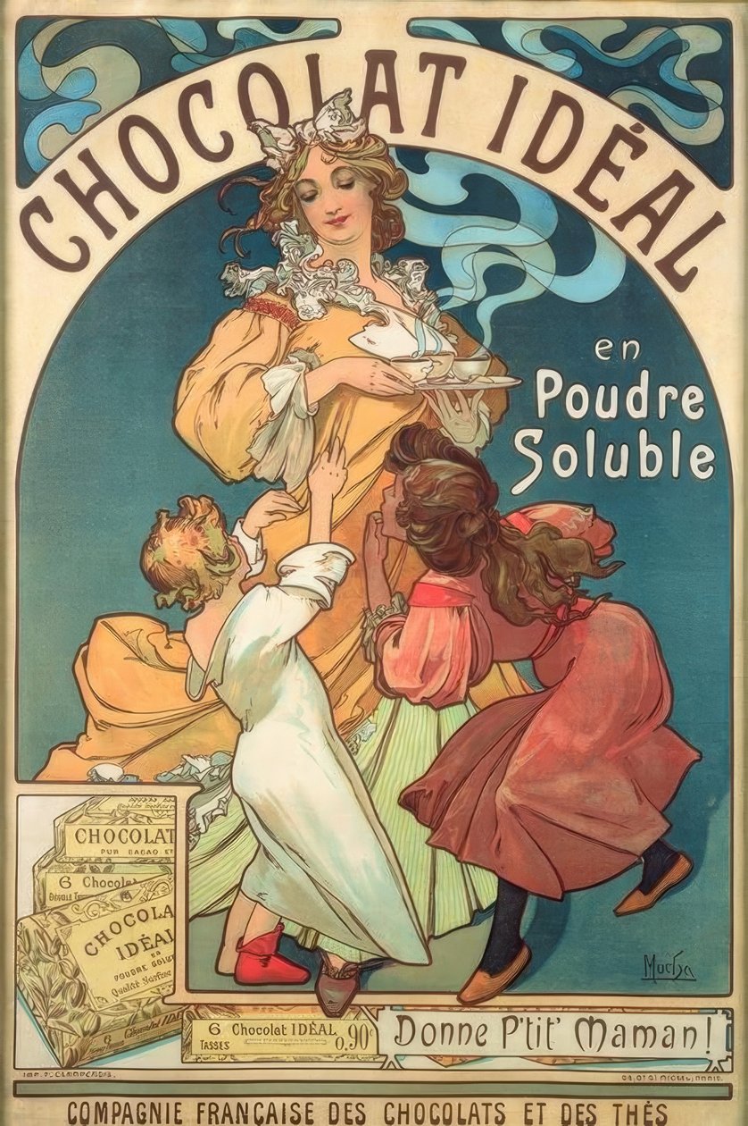 Idealiskt chokladlösligt pulver av Alphonse Mucha