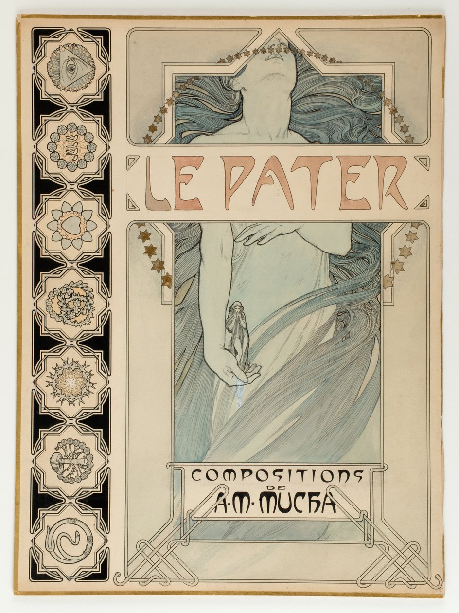 Omslagsdesign för den illustrerade utgåvan Le Pater av Alphonse Mucha