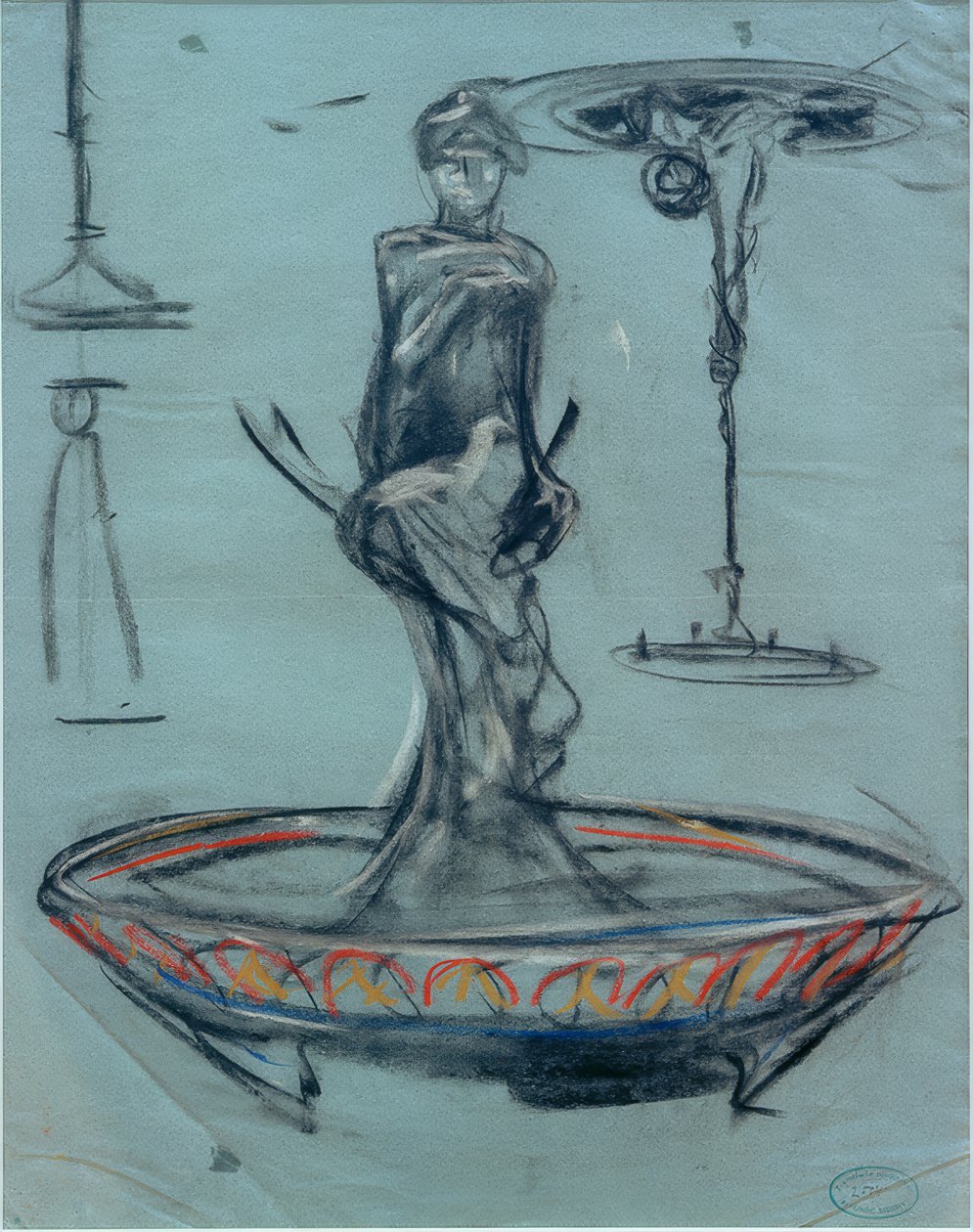 Design för en fontän och skisser av Alphonse Mucha