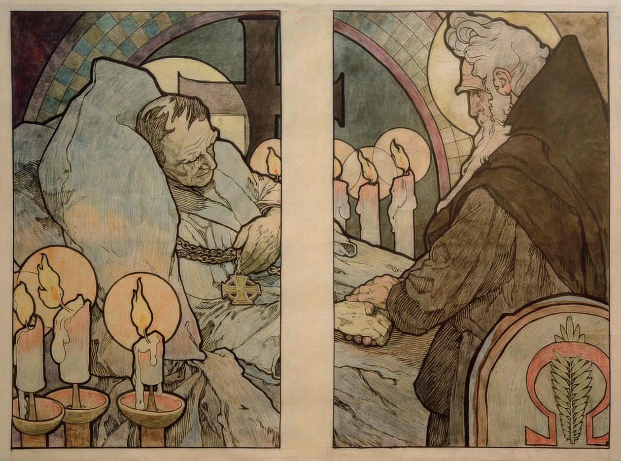Fönster av St. Vitus i Prag, kartong 1931 av Alphonse Mucha