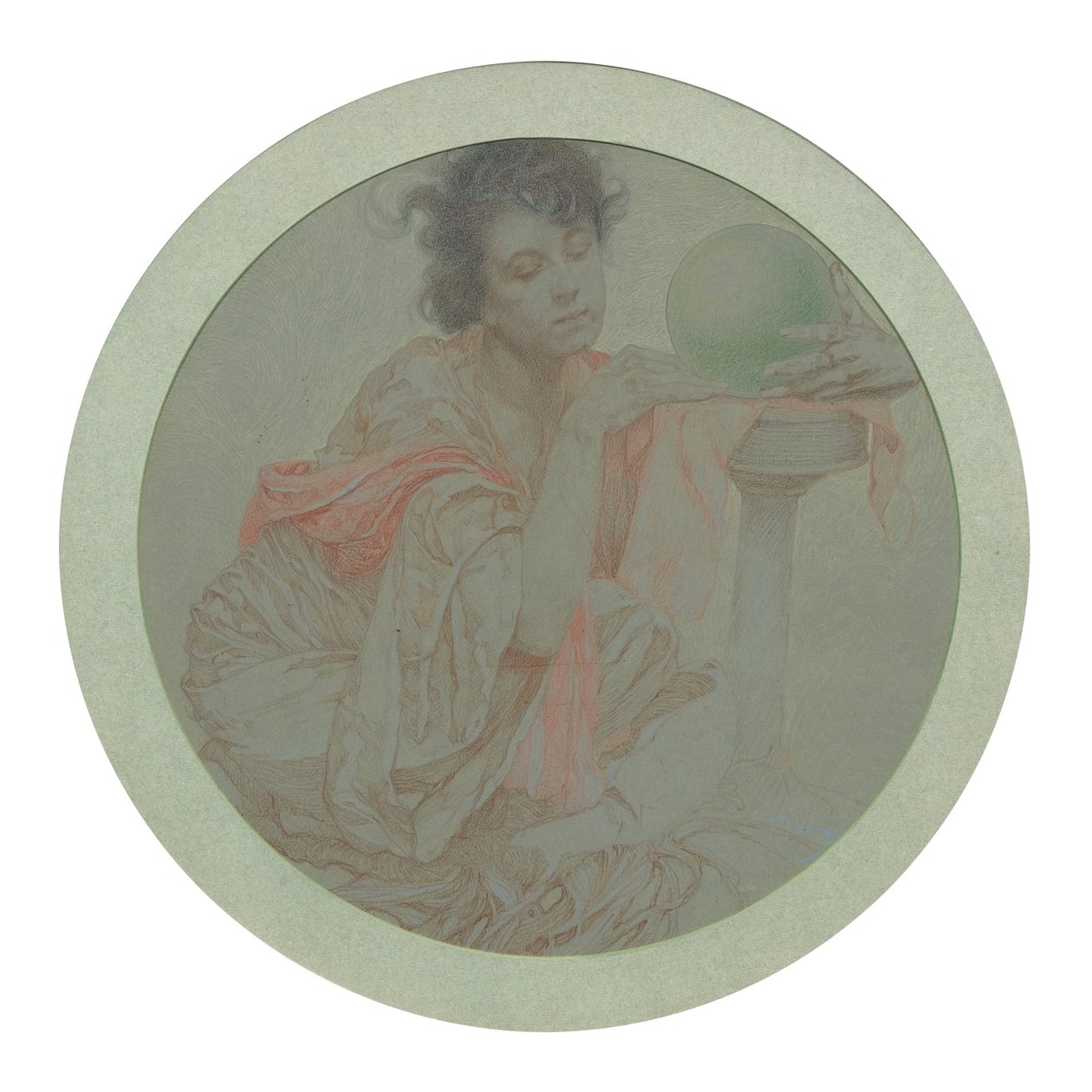 Spåkvinna med kristallkula. av Alphonse Mucha