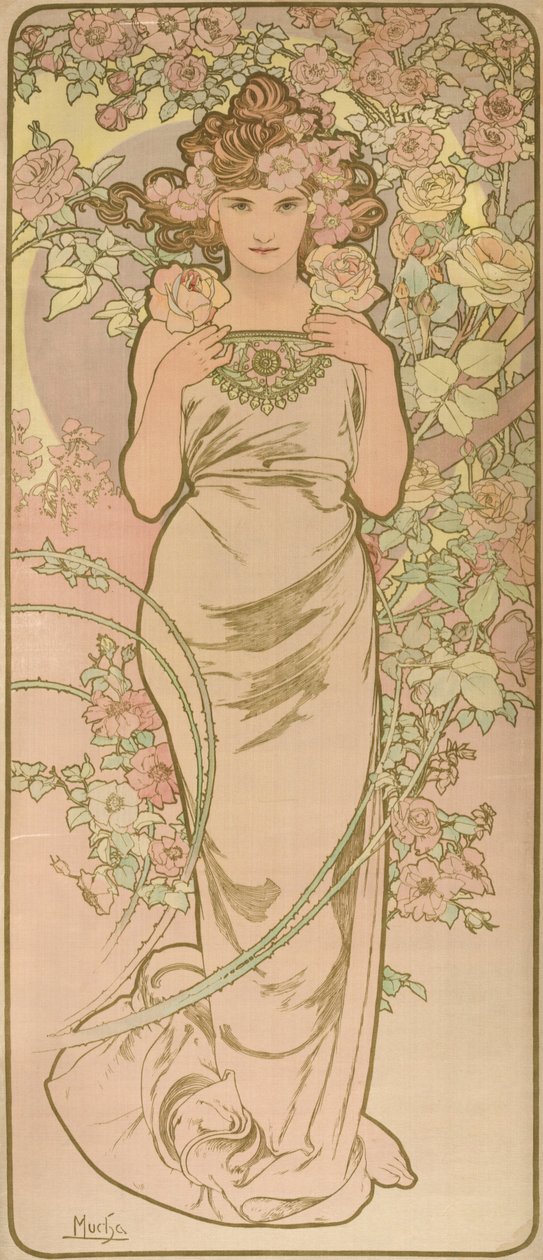 La Femme Animee en Fleur av Alphonse Mucha