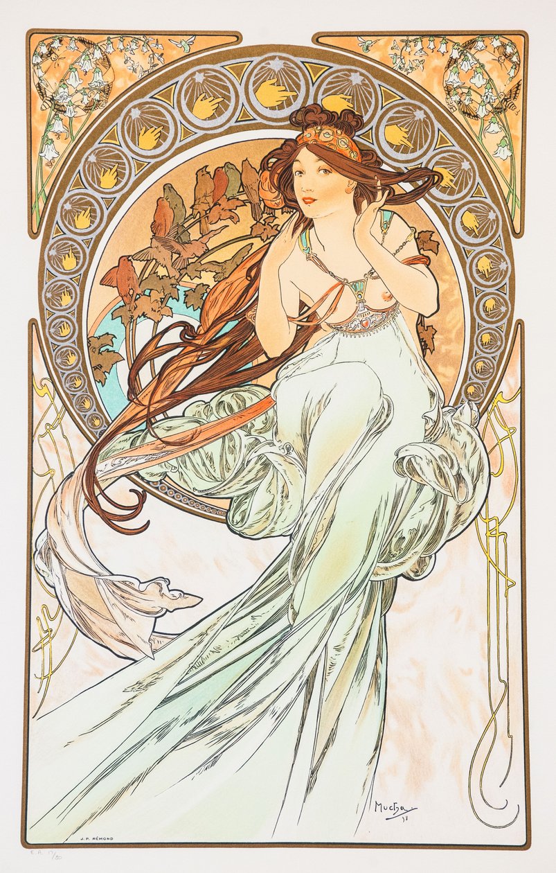 La Musica Från serien The Arts, 1898. av Alphonse Mucha