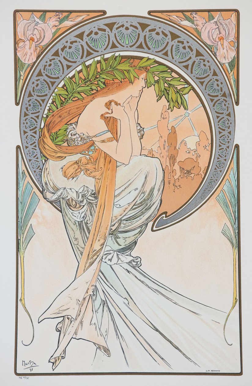 La Poesia Från serien The Arts, 1898. av Alphonse Mucha