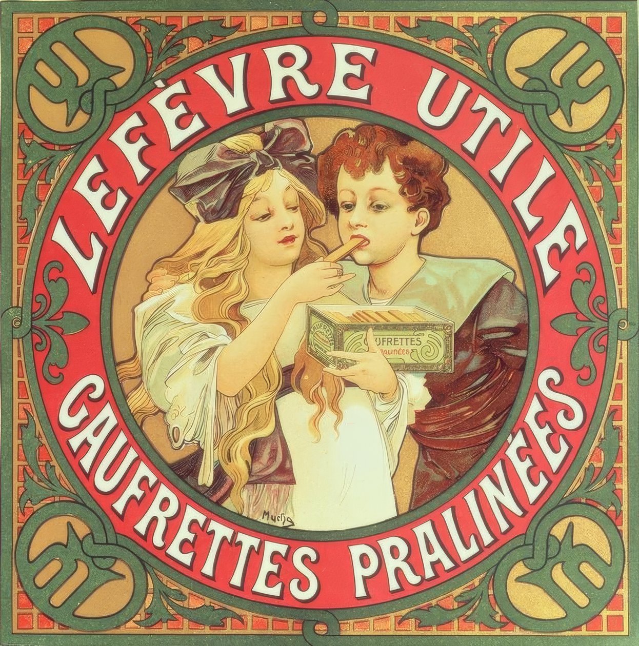 Lefèvre-Utile / Pralinerade våfflor av Alphonse Mucha