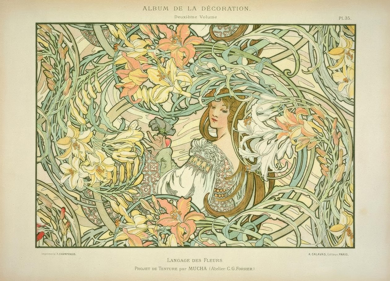 lilja av Alphonse Mucha