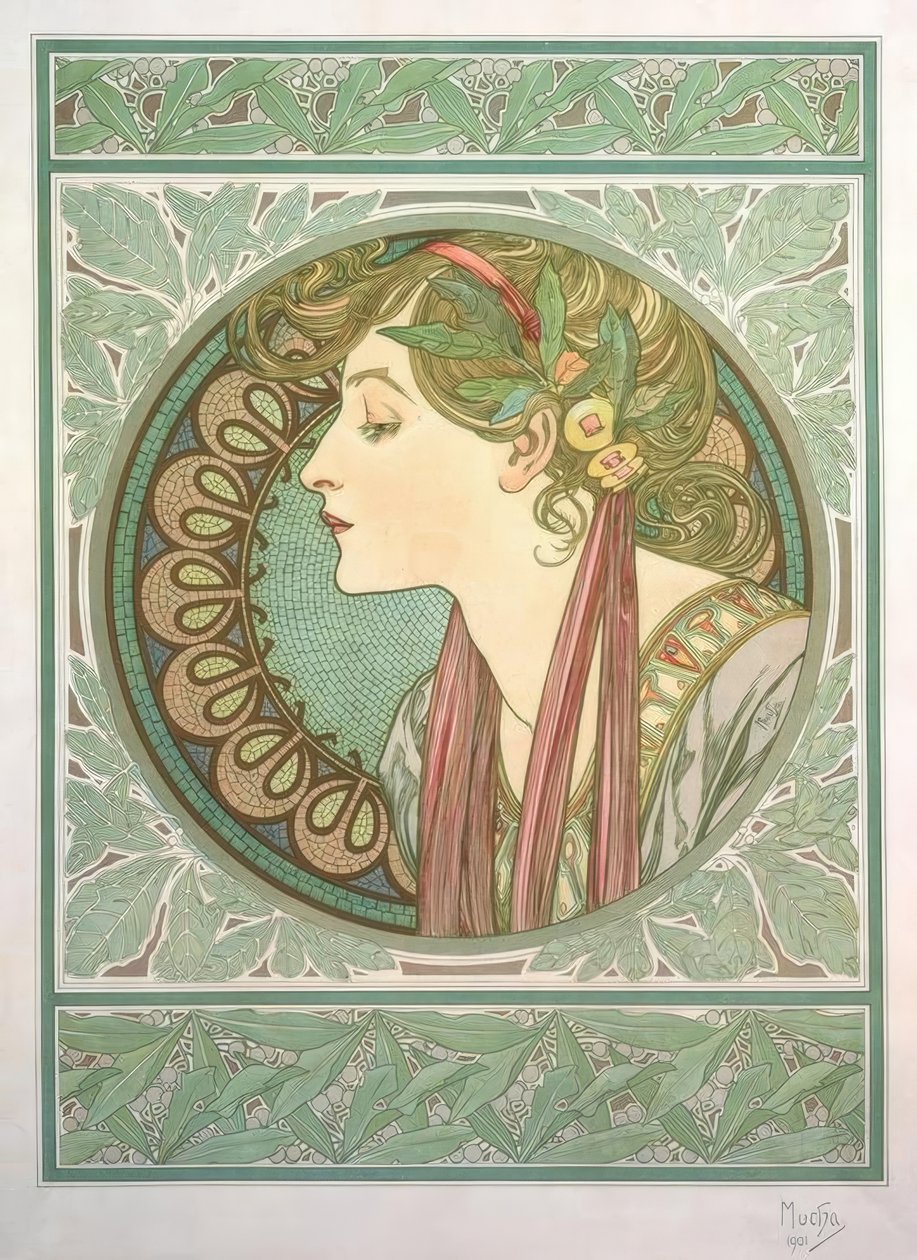lagerblad av Alphonse Mucha