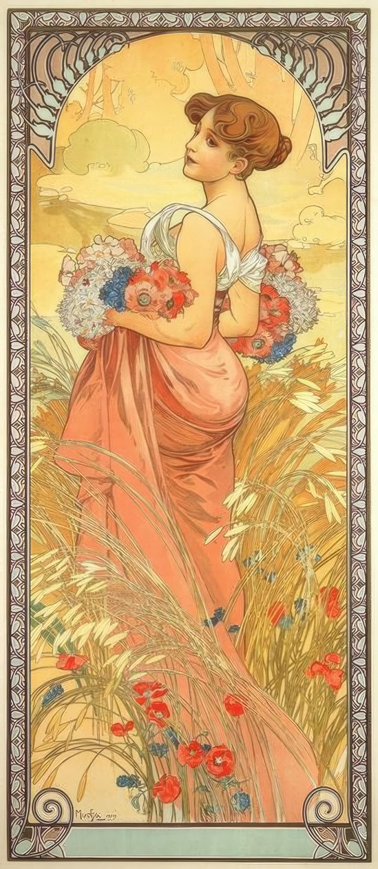Sommar av Alphonse Mucha