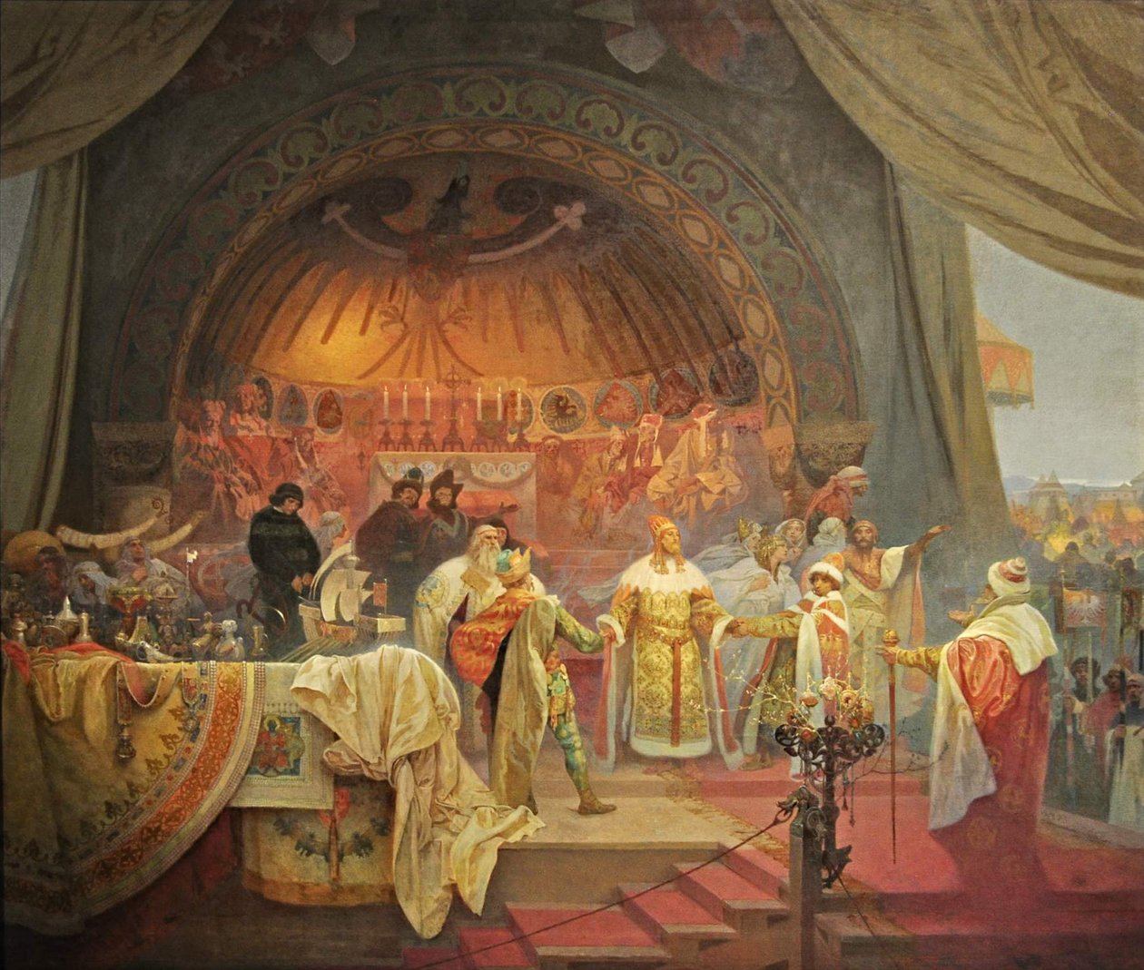 Ottokar II av Böhmen. The Union of Slavic Dynasties Cykeln Det slaviska eposet av Alphonse Mucha