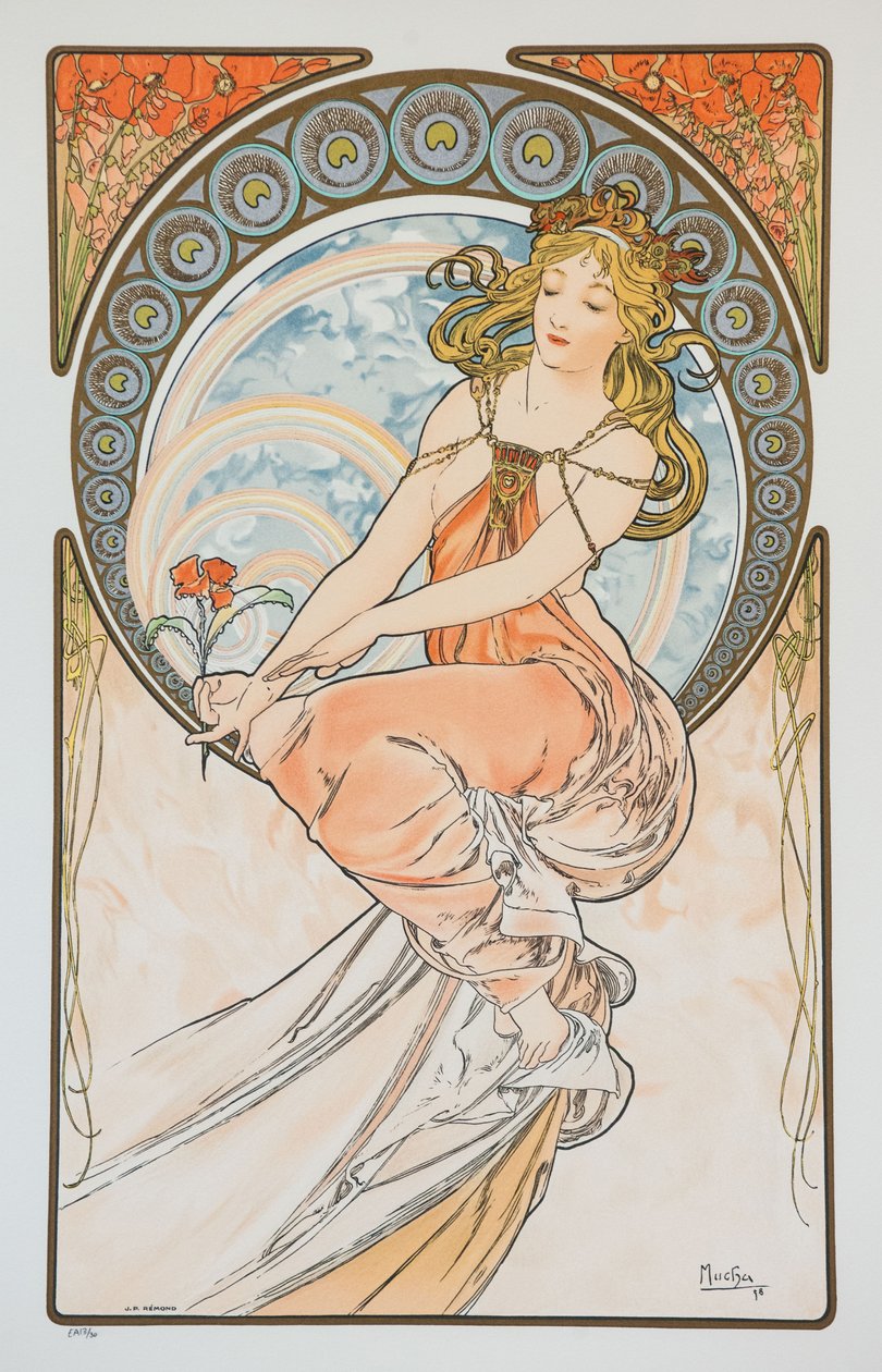 Målning från serien The Arts, 1898. av Alphonse Mucha