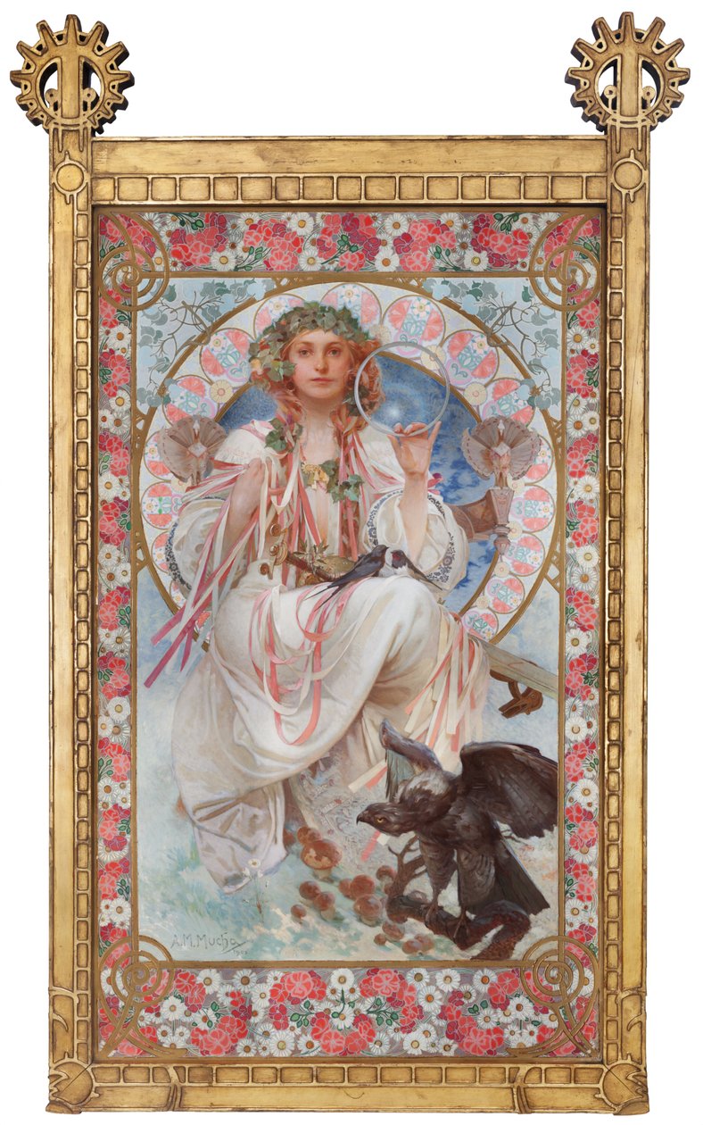Porträtt av Josephine Crane-Bradley som Slavia av Alphonse Mucha