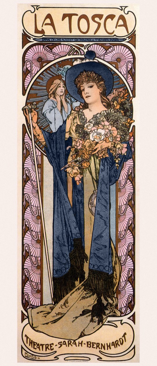 Affisch för Tosca med Sarah Bernhardt, 1899 av Alphonse Mucha