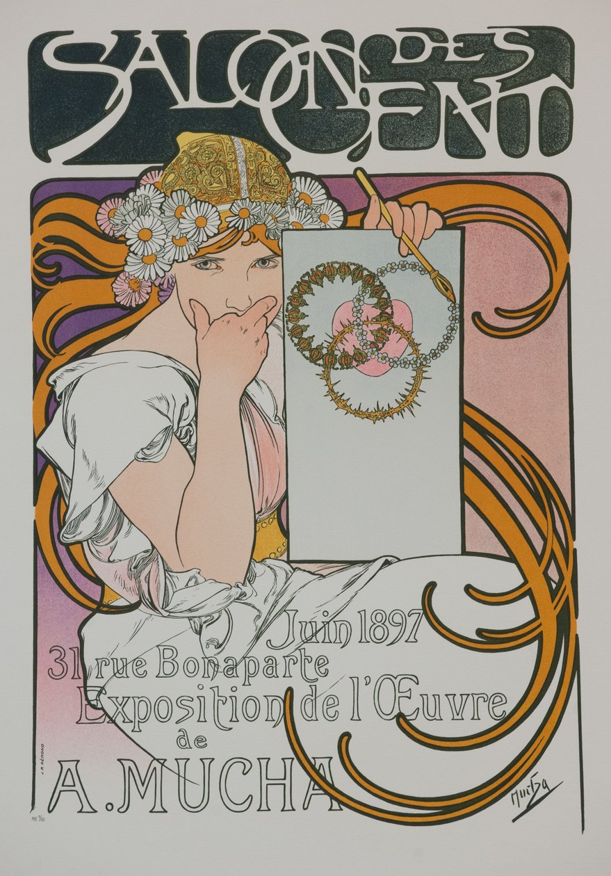 Affisch för A. Muchas-utställningen i Salon des Cent, 1897. av Alphonse Mucha