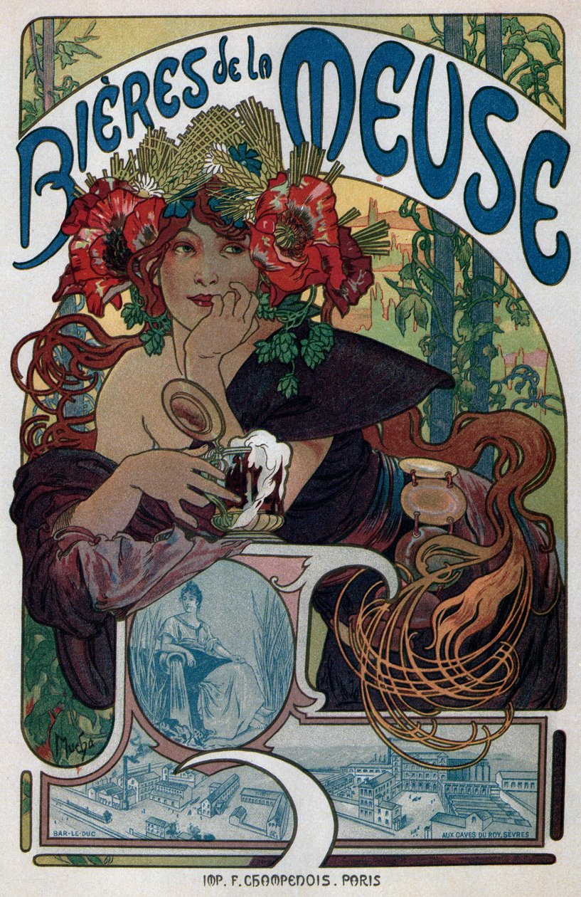 Affisch för Maas öl, 1897 av Alphonse Mucha
