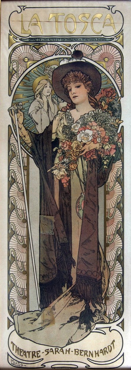 Affisch för pjäsen La Tosca av Victorien Sardou, 1899 av Alphonse Mucha
