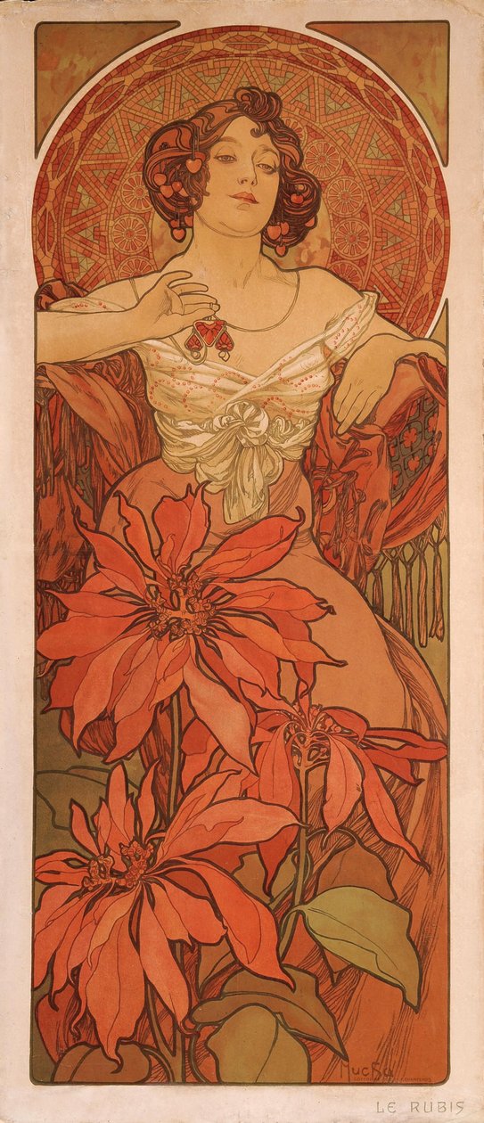 Ruby Från serien The gems av Alphonse Mucha