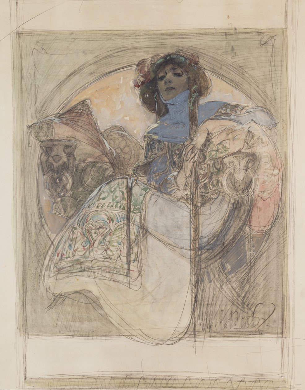 Sittande kvinna – studie för en affisch, 1897 av Alphonse Mucha