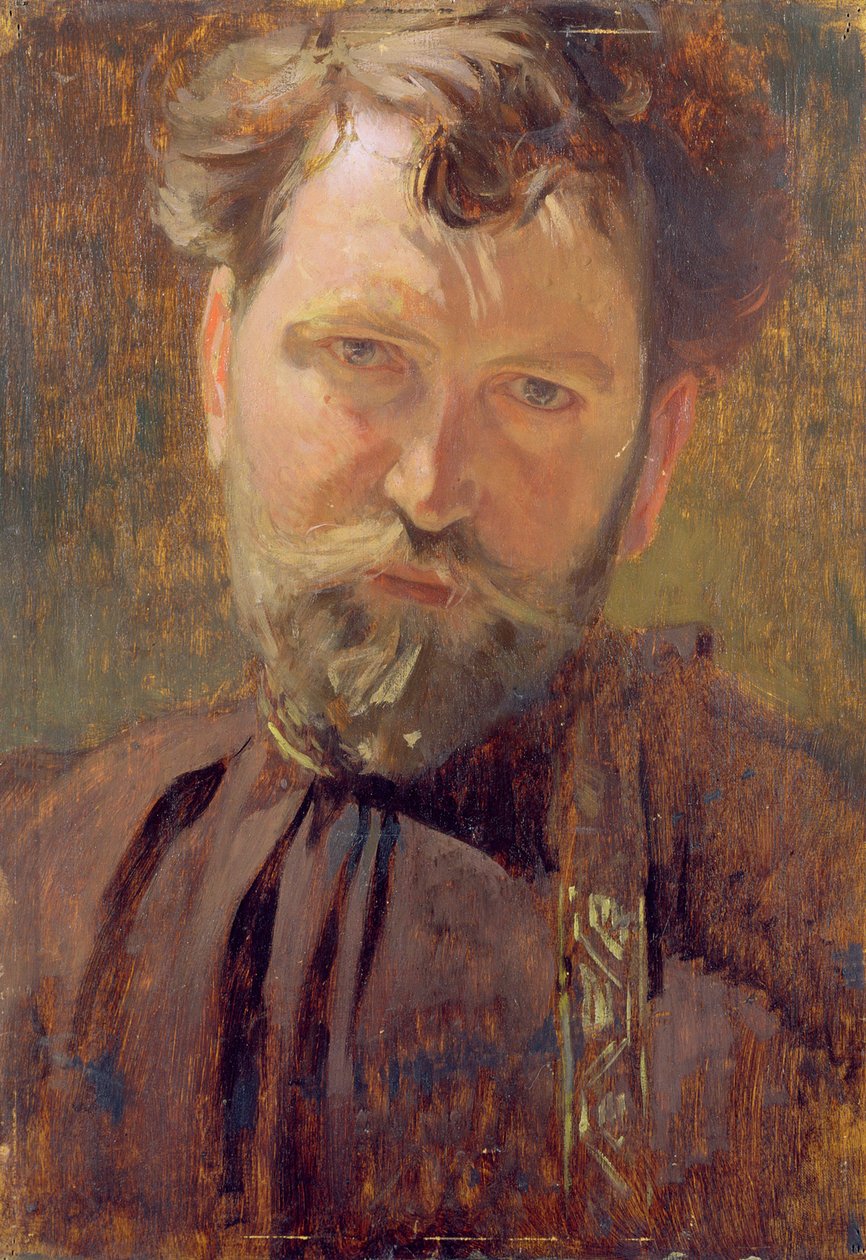 Självporträtt (Självporträtt) av Alfons Marie (Alfons-Marie) Mucha (1860-1939), Olja på duk 1899, Alfons Mucha-museet, Prag av Alphonse Mucha