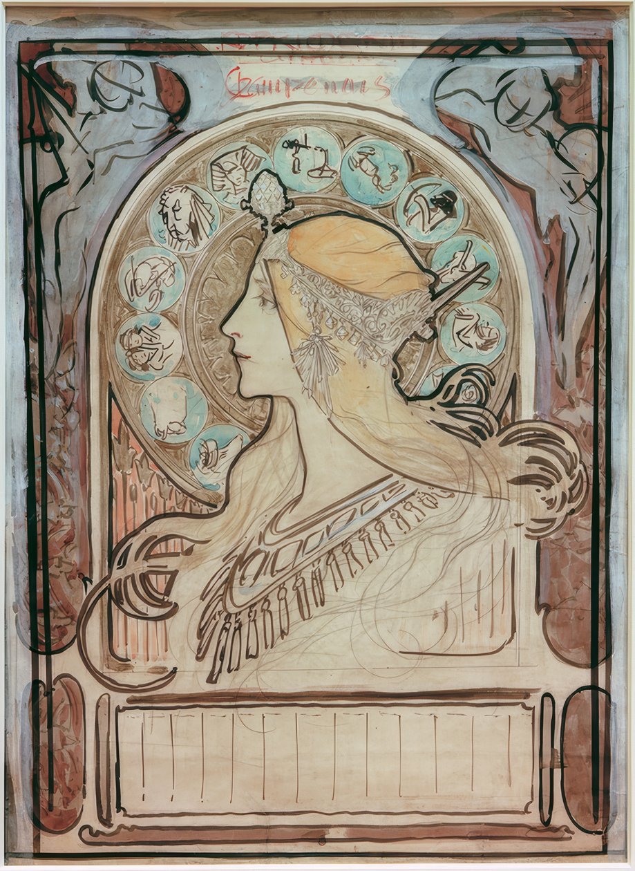Studera på Zodiaque av Alphonse Mucha