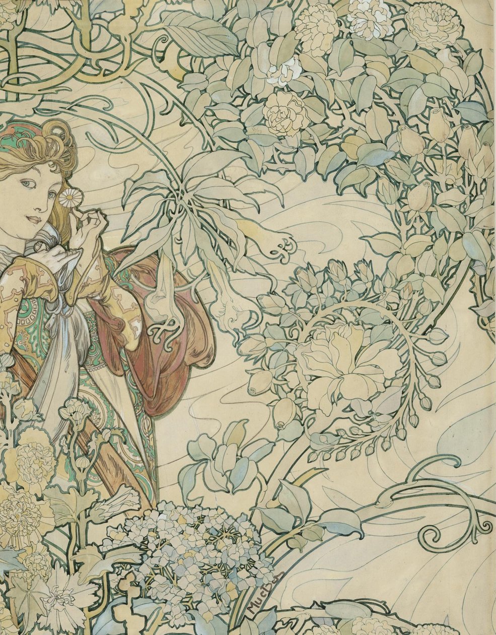 Textil design av Alphonse Mucha