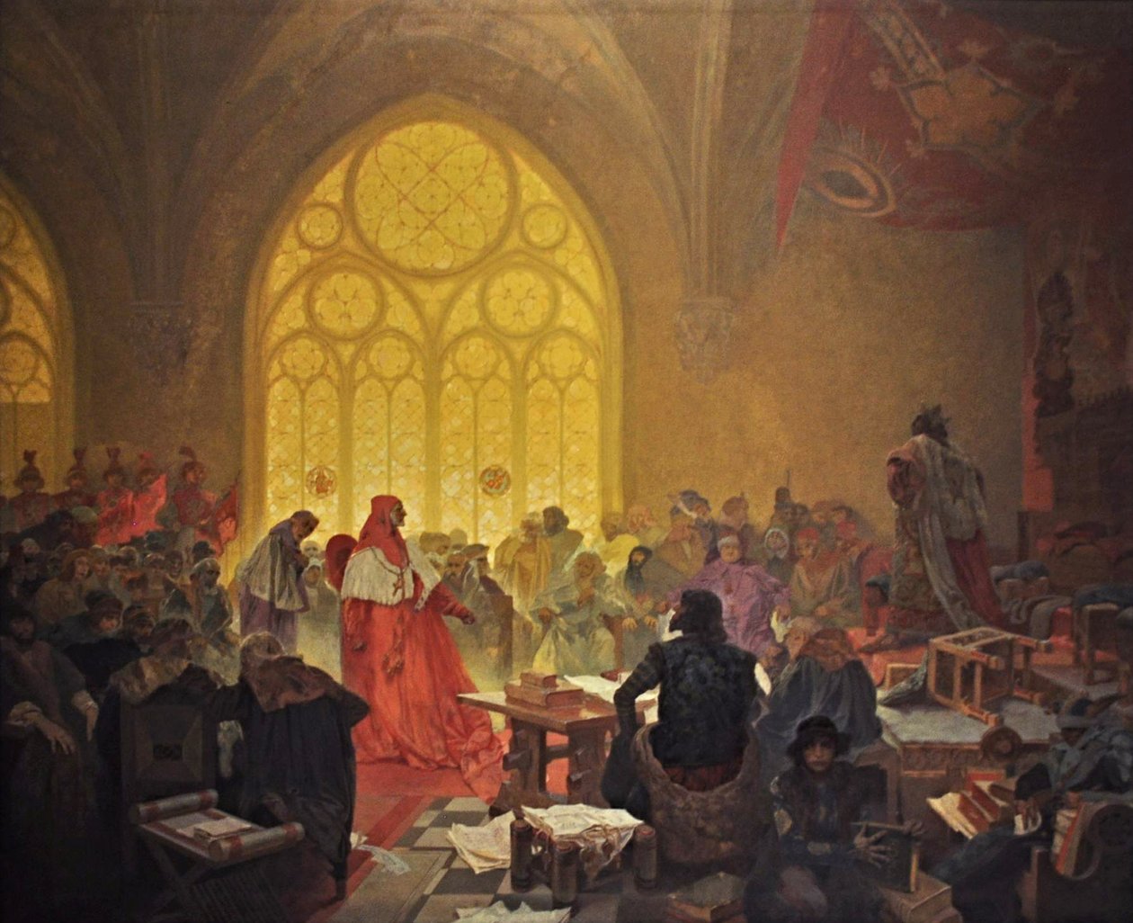 Hussitkungen George av Podebrady Cykeln Det slaviska eposet av Alphonse Mucha