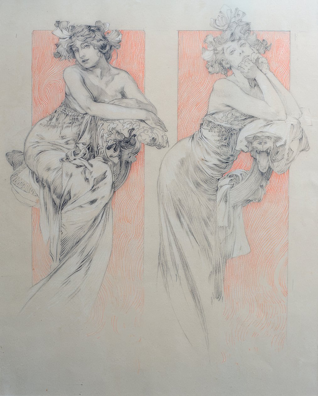 Preliminär ritning för tabell 12 av Alphonse Mucha