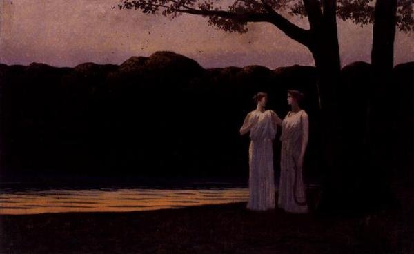 Muser på stranden på kvällen av Alphonse Osbert
