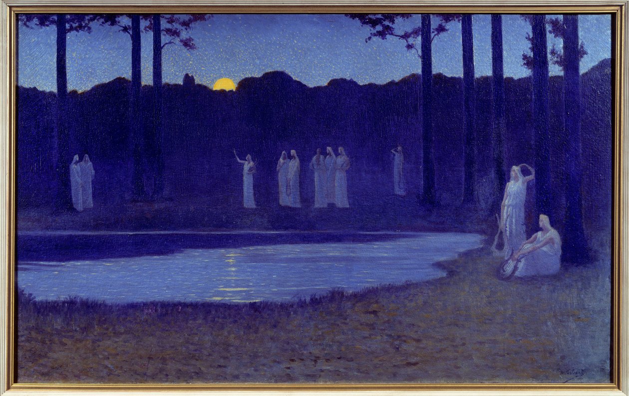 Symbolik: "" Chants de nuit"" Målning av Alphonse Osbert (1857-1939) 1896 Sön. 0,77x1,24 m Paris, musee d